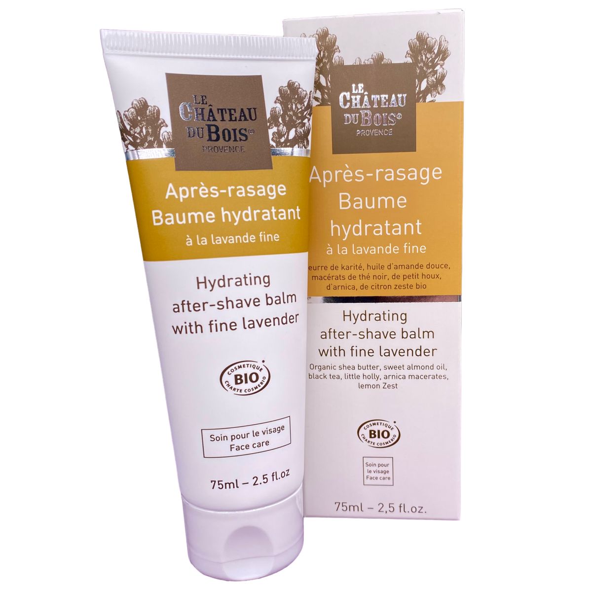 Baume Après-Rasage Hydratant à la Lavande Fine, Huile d'Amande Douce et Karité - certifié Bio Cosmos - 75ml