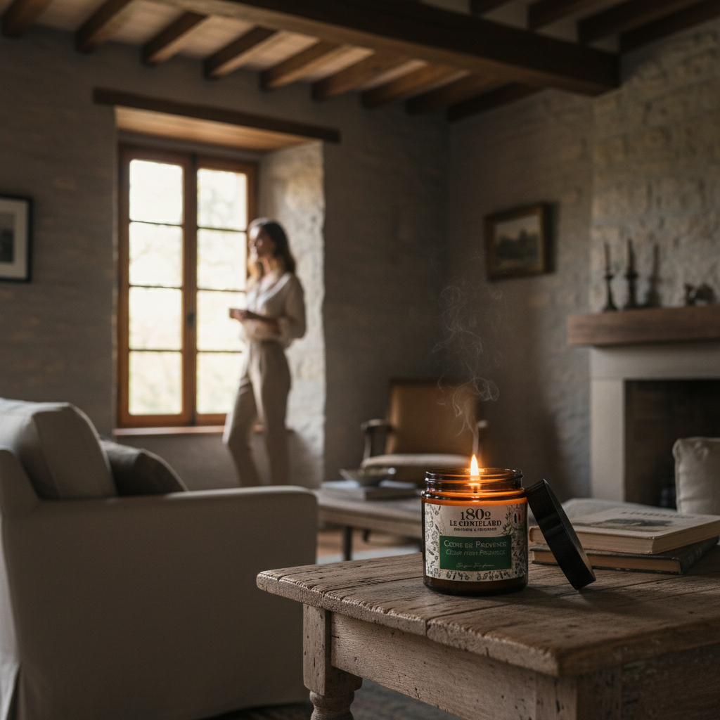 Bougie parfumée Cèdre de Provence, cire végétale soja et coco - coulée à la main - 80g