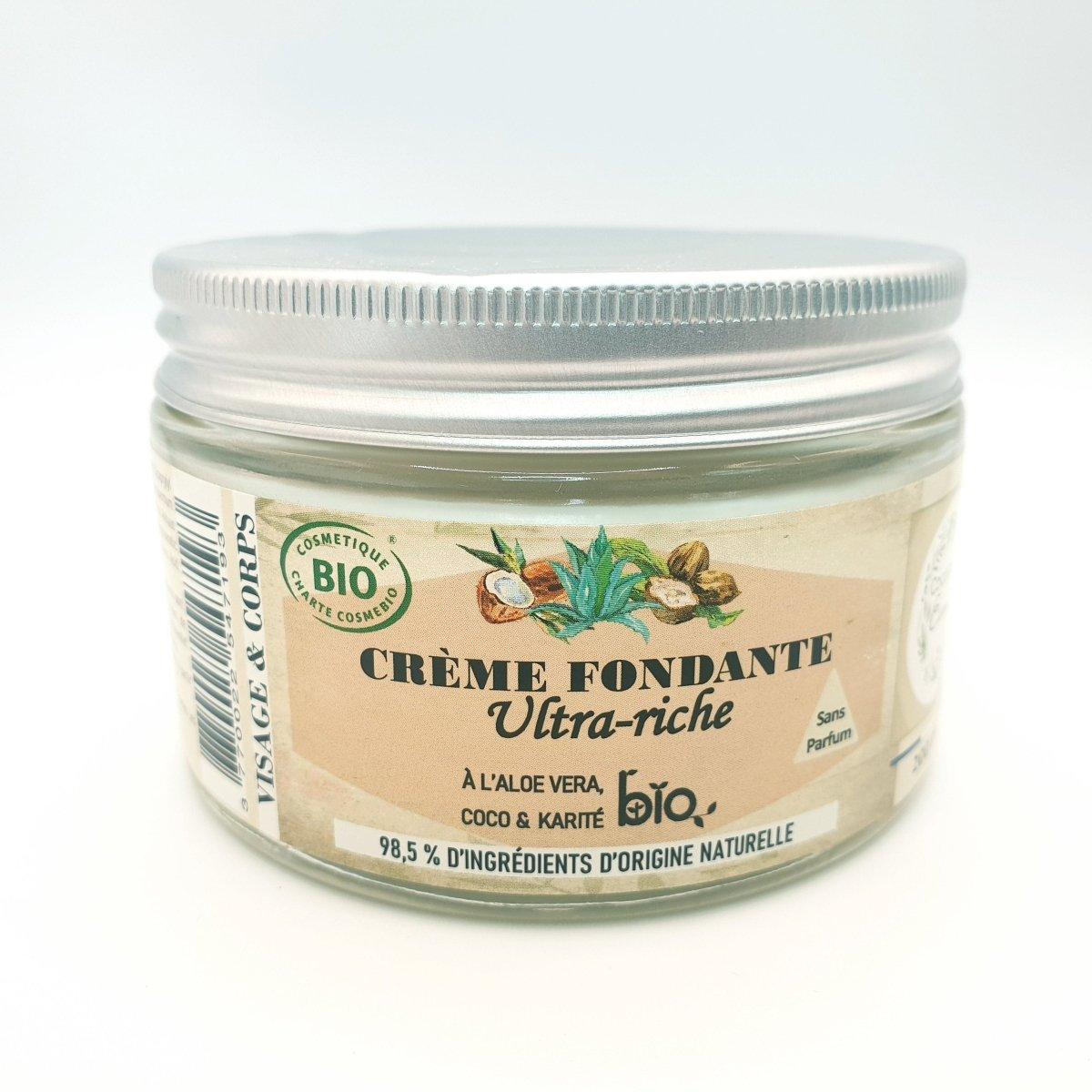Crème fondante ultra riche à l'aloe vera, coco et karité - Visage, corps, mains, pieds - 200 ml - Provenseo