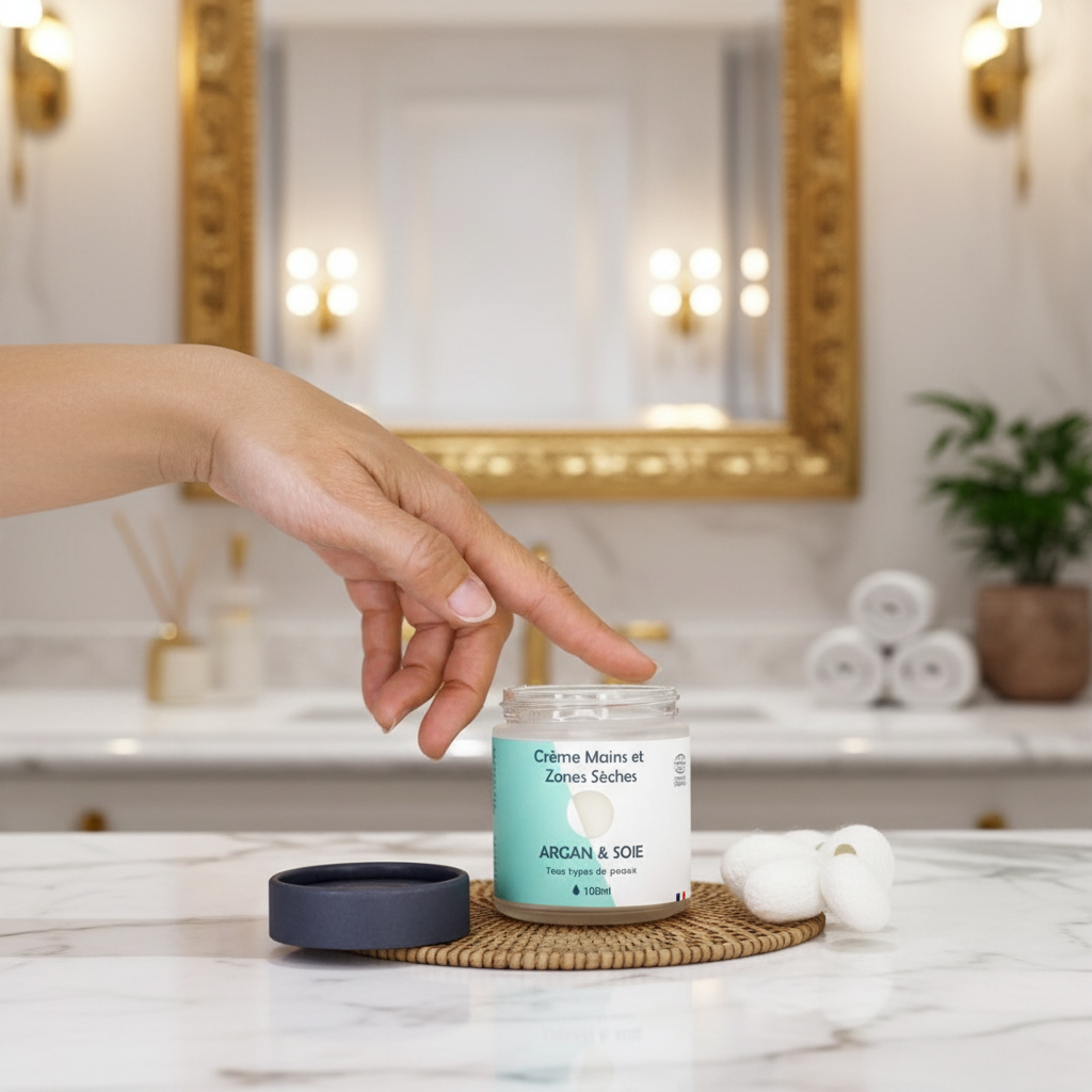 Crème hydratante corps et mains à l'huile d'argan et soie - tous types de peaux - certifiée bio 100ml