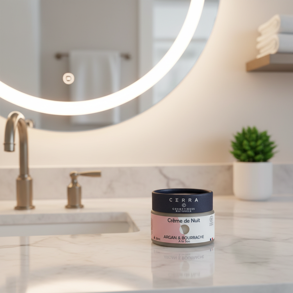 Crème visage de nuit bio à la soie, argan et bourrache - peaux sèches, matures ou sensibles - 50ml