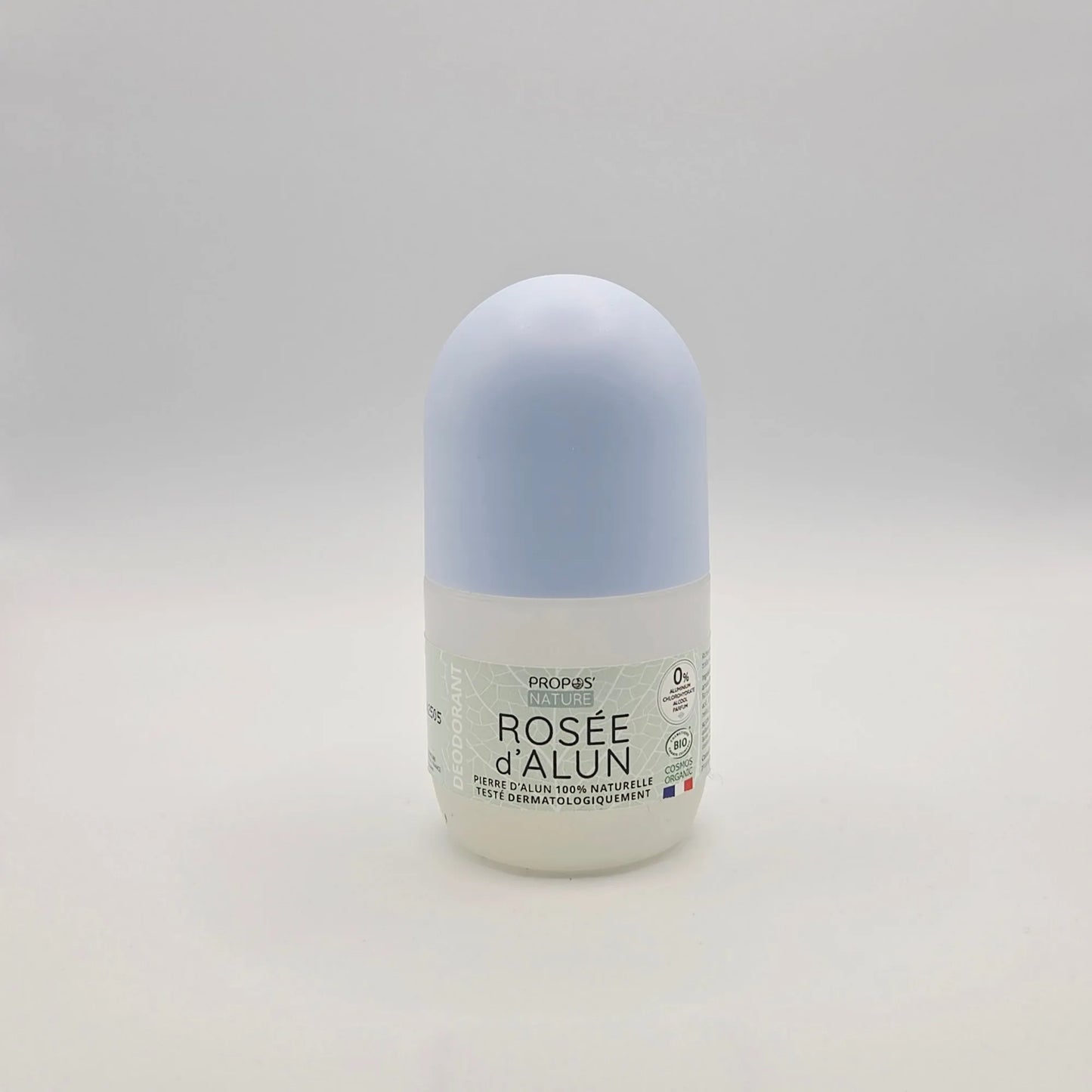 Déodorant roll-on à la pierre d'alun 100% naturelle, hydrolats rose et fleur d'oranger - Bio - 50ml