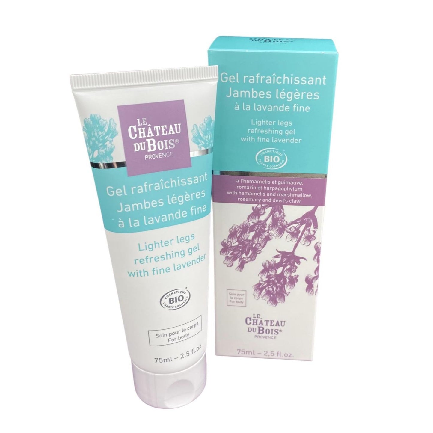 Gel rafraîchissant Jambes légères à la lavande fine, aloe vera, hamamélis, guimauve, harpagophytum - certifié bio cosmos - 75ml