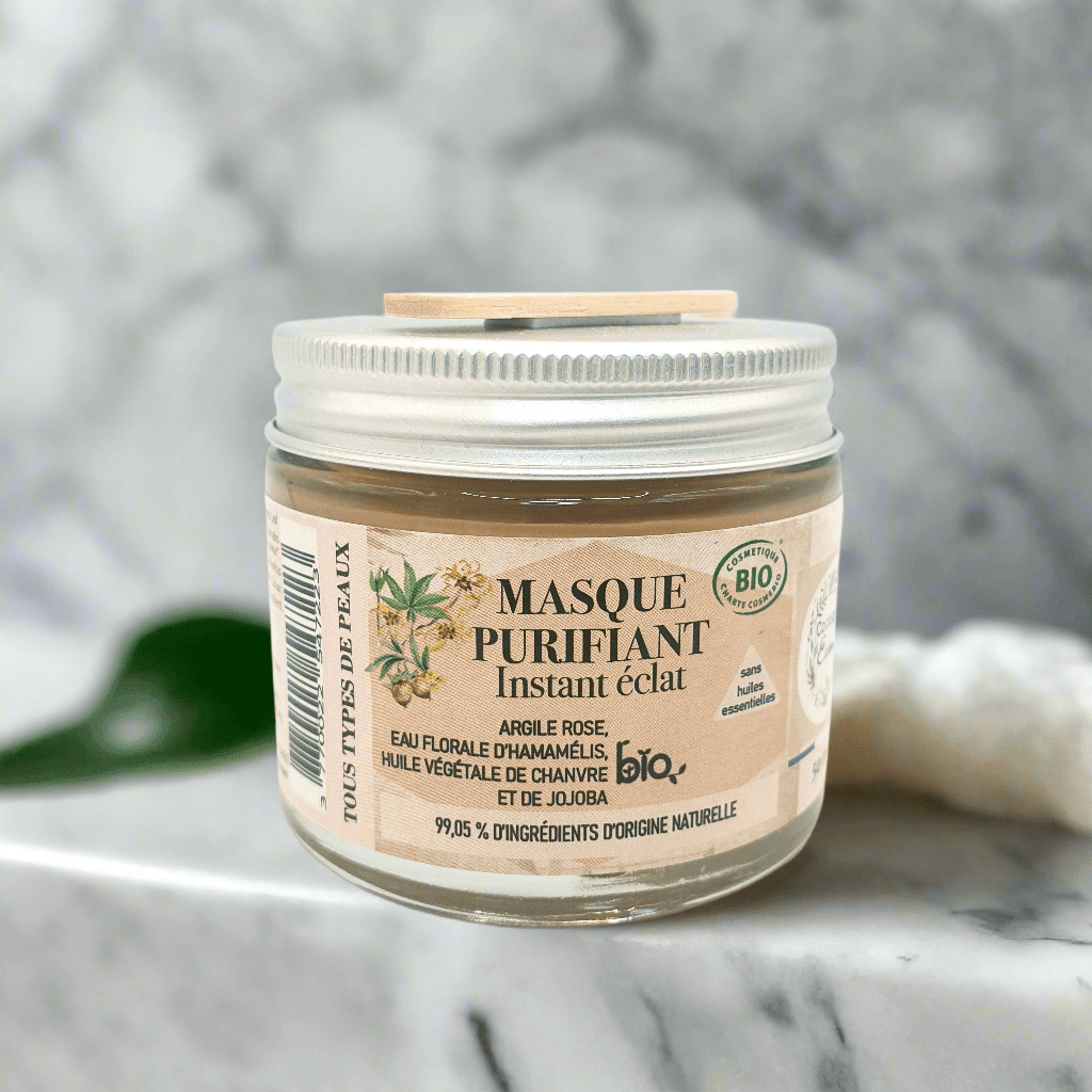 Masque purifiant à l'argile rose, eau florale d’Hamamélis, huile végétale de Chanvre et de Jojoba - Provenseo