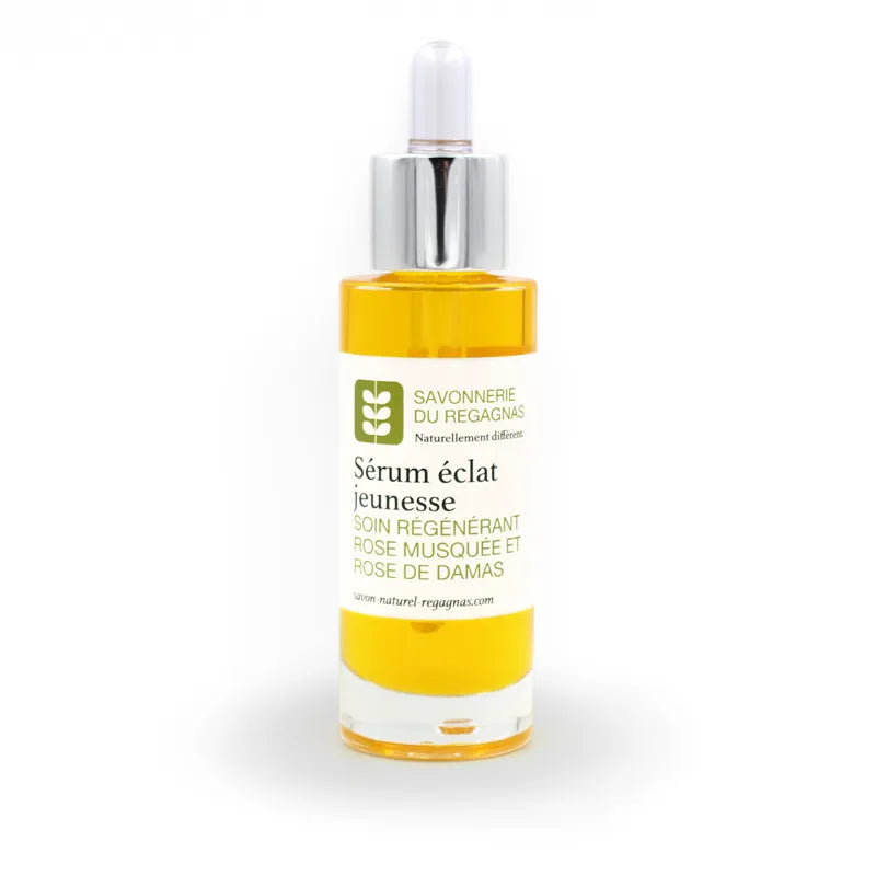 Sérum éclat jeunesse régénérant - Huile végétale bio Sésame, Olive, Jojoba, Rose musquée et aux 4 huiles essentielles - 30 ml