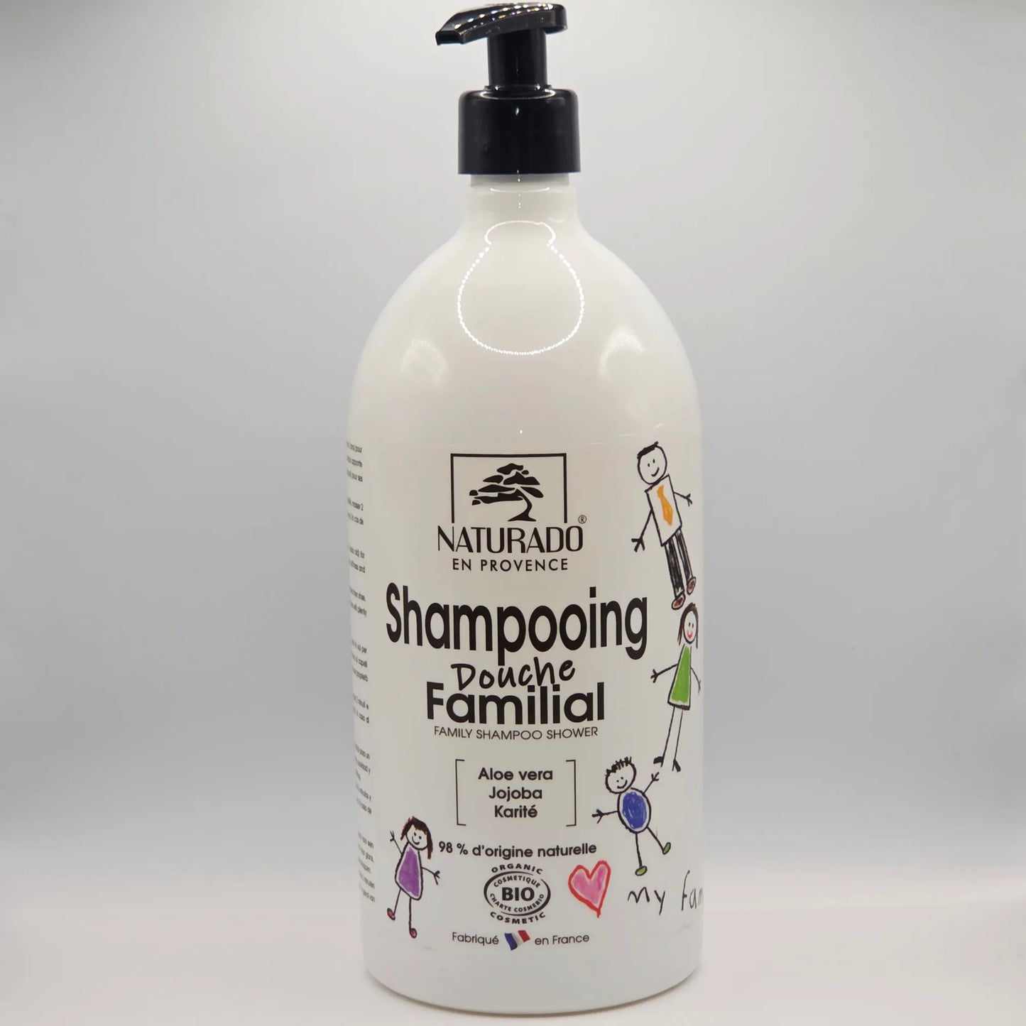 Shampoing Douche Familial Bio - Aloe Vera, Jojoba et Karité - Format économique 1 litre