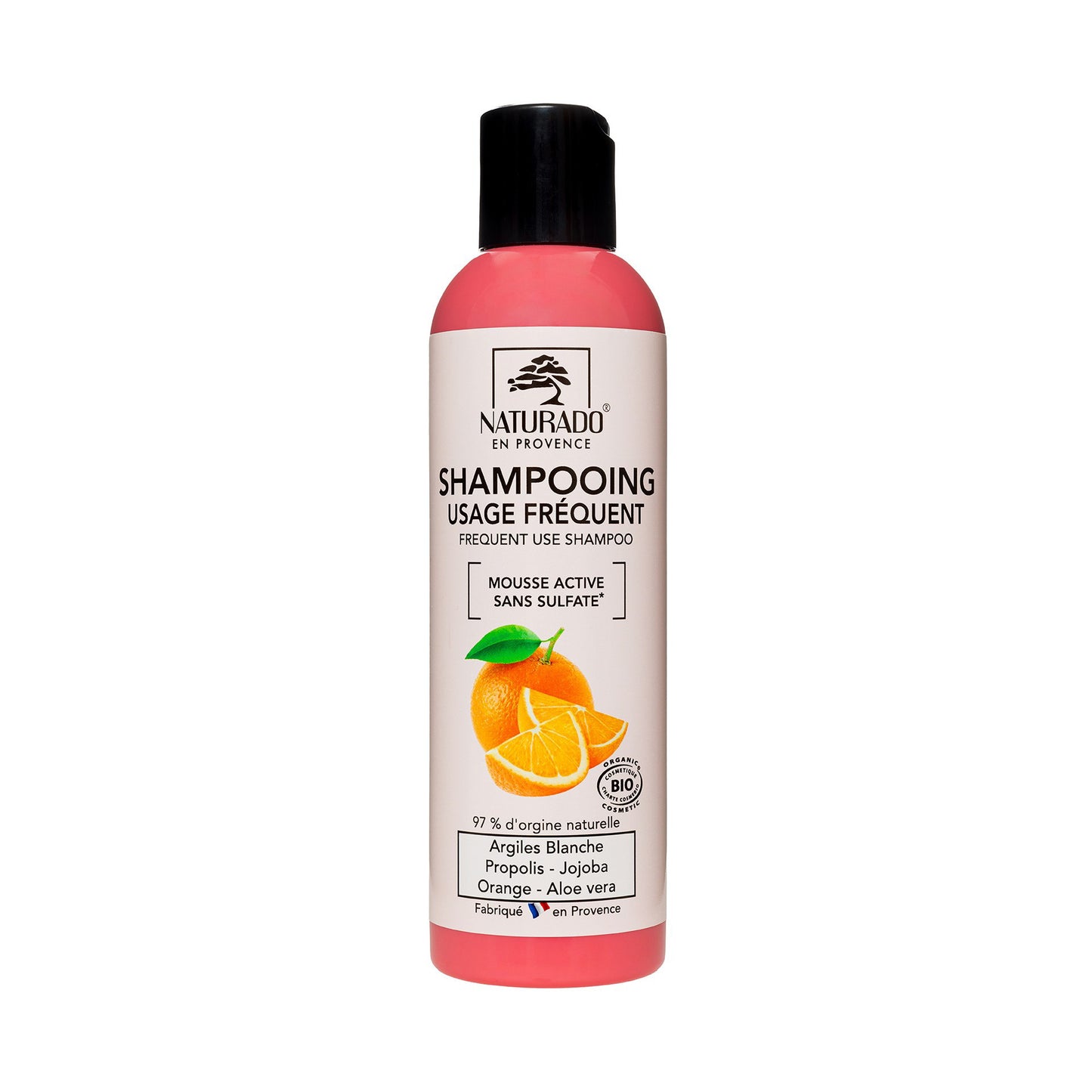 Shampoing sans sulfate usage fréquent à l'argile blanche, propolis, jojoba, orange et aloe vera - 200 ml