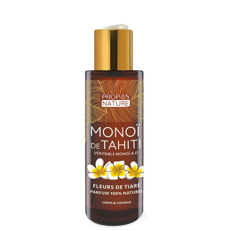 Monoï de Tahiti AOC - Fleurs de Tiaré et Huile de Coco - Parfum 100% Naturel - Corps et Cheveux - 100ml