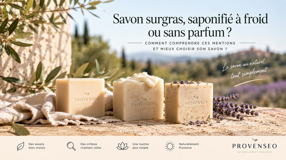 Savons artisanaux surgras et saponifiés à froid dans un décor provençal