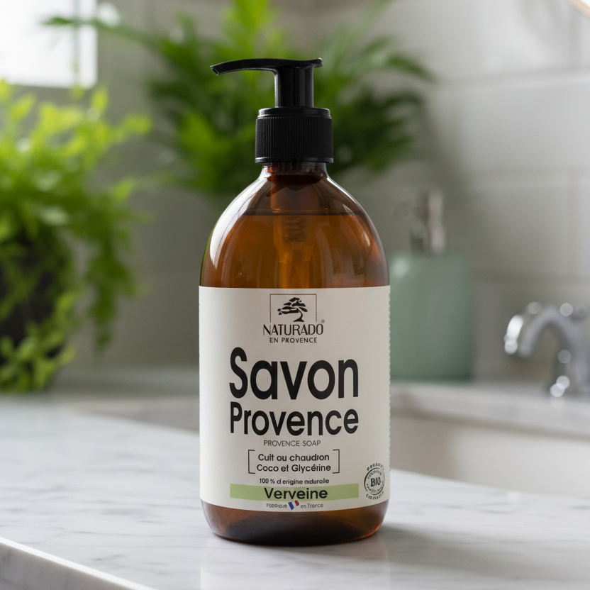 Savon douche liquide à la verveine, coco et glycérine - cuit au chaudron - 500 ml