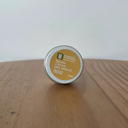 Baume à lèvres fondant miel, cire d'abeille, karité et d'huile d'olive - parfum vanille - 15ml