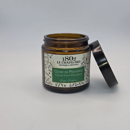 Bougie parfumée Cèdre de Provence, cire végétale soja et coco - coulée à la main - 80g