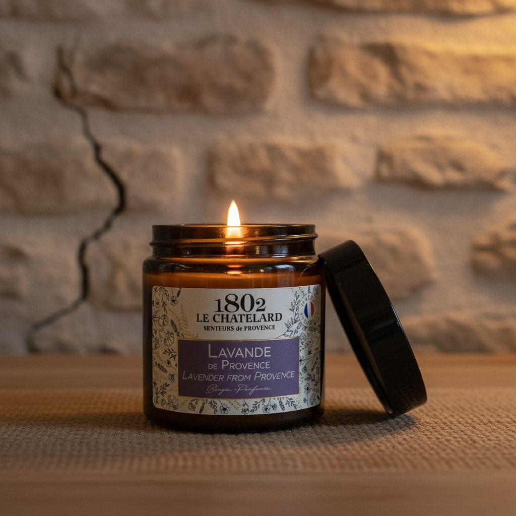 Bougie parfumée à la lavande de Provence, cire végétale soja et coco - coulée à la main - 80g