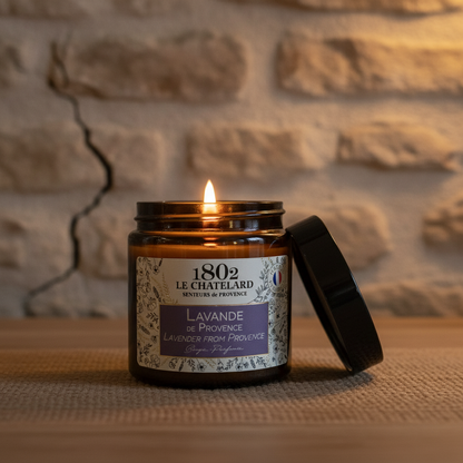 Bougie parfumée à la lavande de Provence, cire végétale soja et coco - coulée à la main - 80g