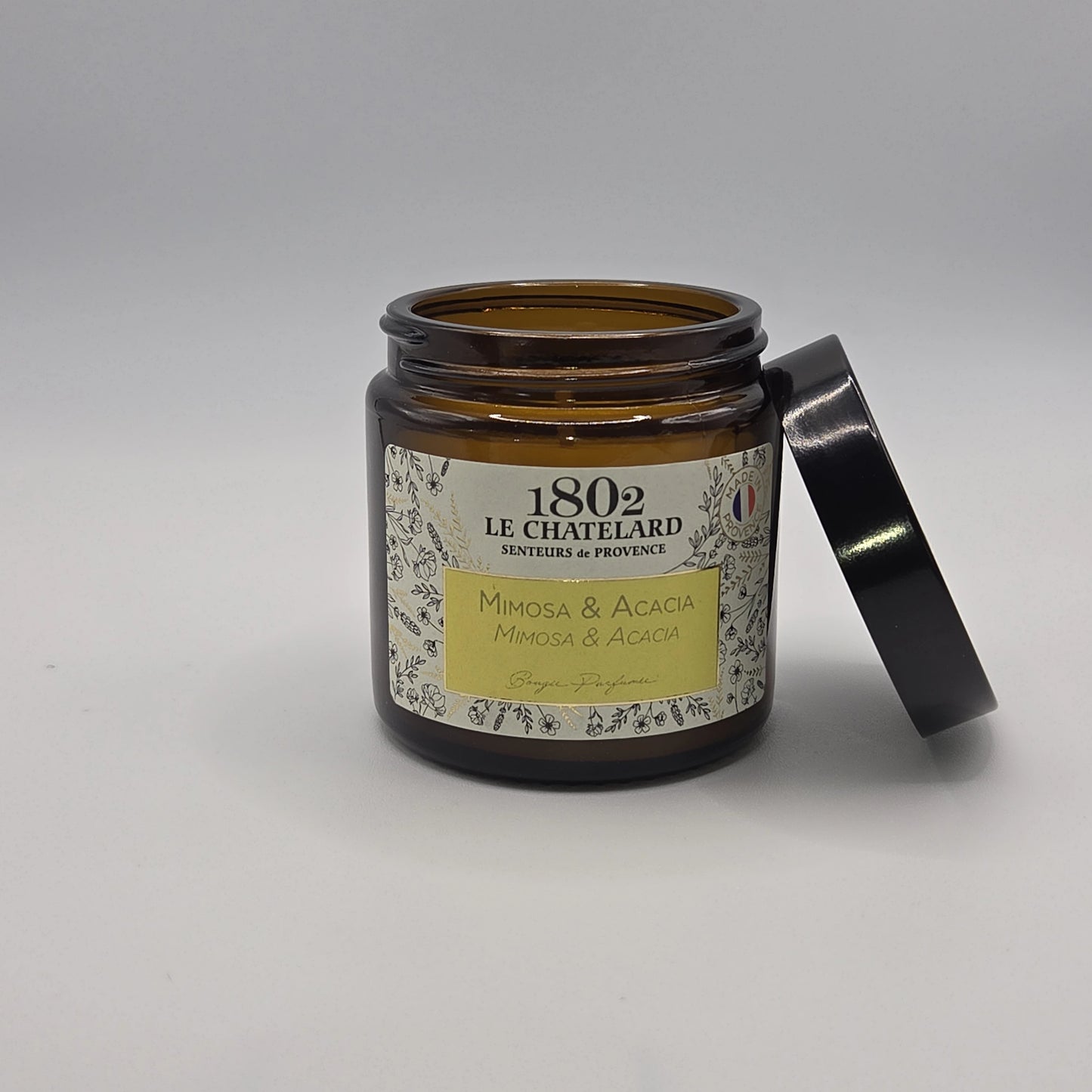 Bougie parfumée Mimosa et Acacia, cire végétale soja et coco - coulée à la main - 80g