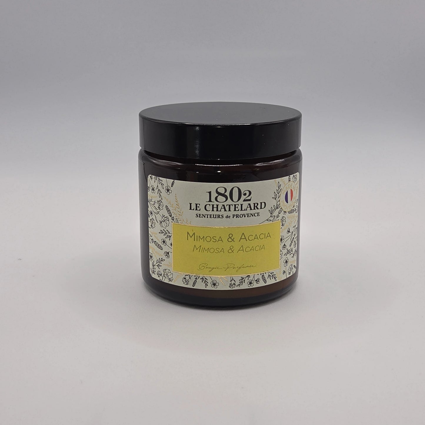 Bougie parfumée Mimosa et Acacia, cire végétale soja et coco - coulée à la main - 80g