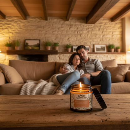 Bougie parfumée Patchouli Intense, cire végétale soja et coco - coulée à la main - 80g