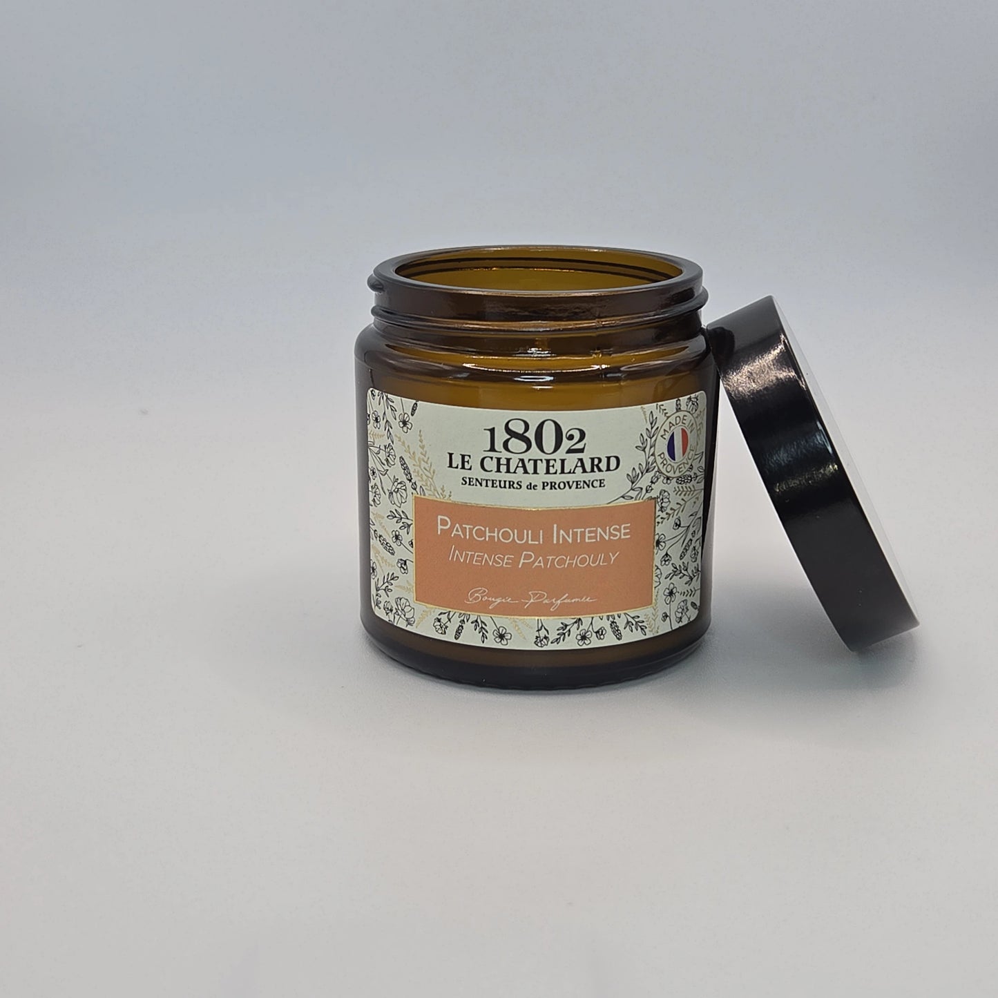 Bougie parfumée Patchouli Intense, cire végétale soja et coco - coulée à la main - 80g