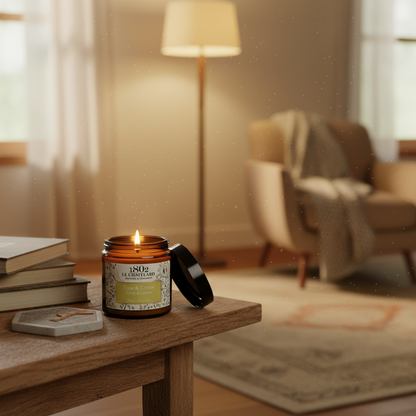 Bougie parfumée Thym et Citron, cire végétale soja et coco - coulée à la main - 80g