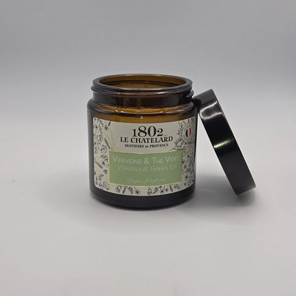 Bougie parfumée Verveine et Thé vert, cire végétale soja et coco - coulée à la main - 80g