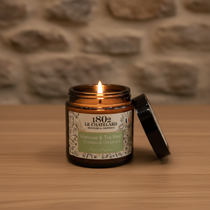 Bougie parfumée Verveine et Thé vert, cire végétale soja et coco - coulée à la main - 80g
