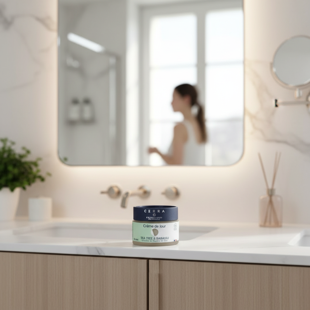 Crème hydratante de jour Tea Tree et Babassu - Enrichie à la soie - Bio - Non comédogène -50ml