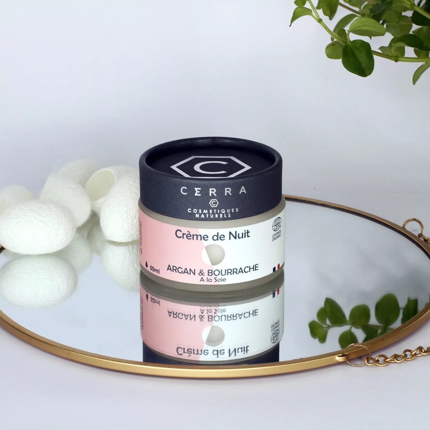 Crème visage de nuit bio à la soie, argan et bourrache - peaux sèches, matures ou sensibles - 50ml