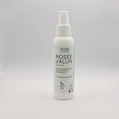 Déodorant spray à la pierre d'alun naturelle, Aloe vera bio et hydrolats Rose et Fleur d'Oranger bio - 100ml