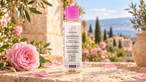 Eau micellaire bio à l'aloe vera et eau florale de rose de Damas - nettoyante et démaquillante - 100 ml