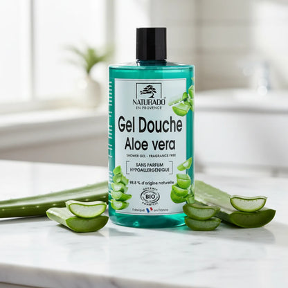 Gel douche bio aloe vera sans parfum – Peaux sensibles, hypoallergénique – 750 ml