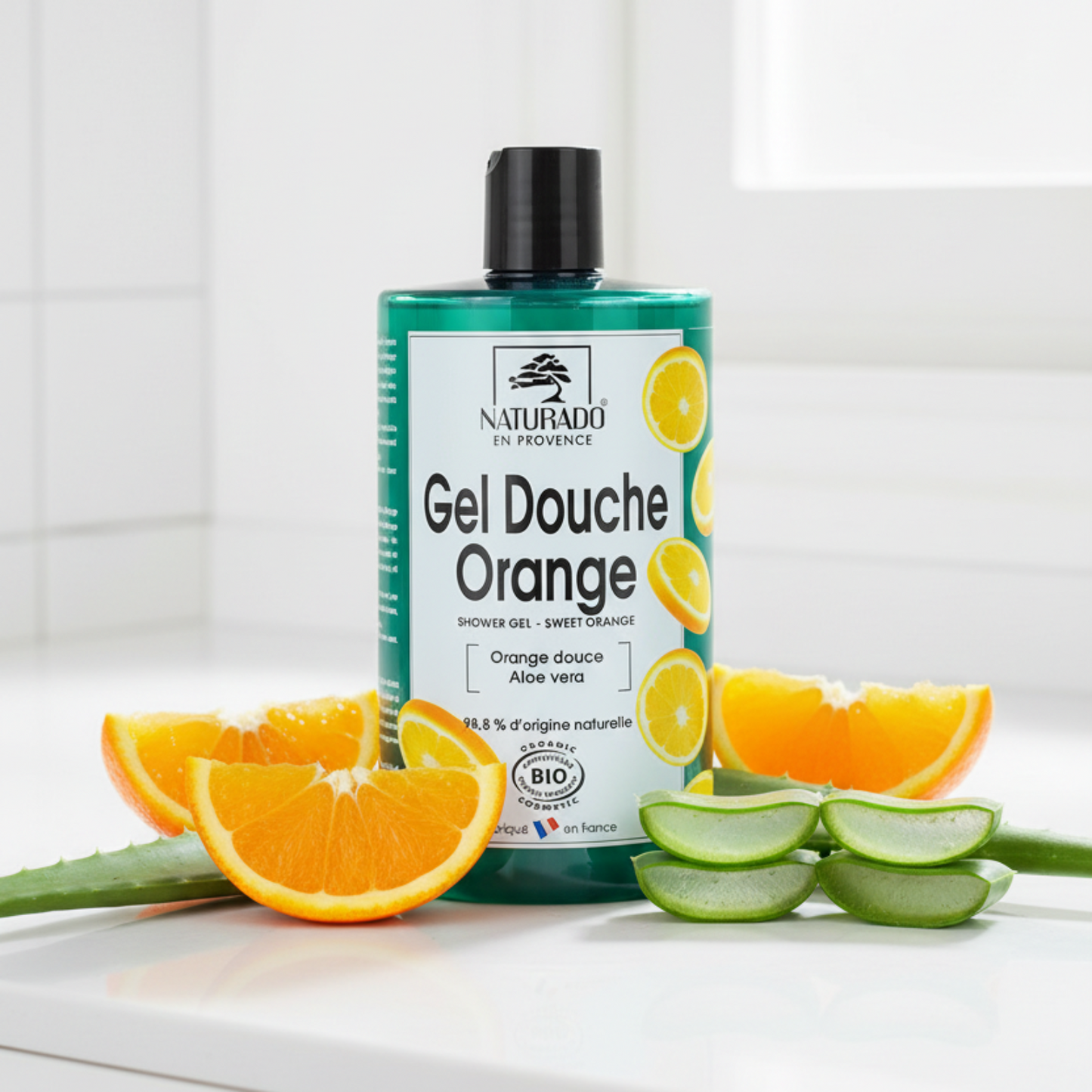 Gel douche bio à l'orange douce & aloe vera - Tonifiant - Grand format familial 750 ml