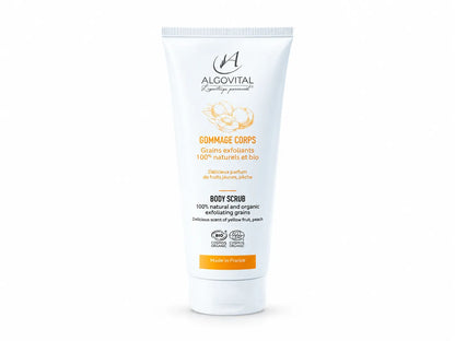 Gommage corps bio aux noyaux d'abricot - exfoliant naturel, parfum pêche - 200 ml