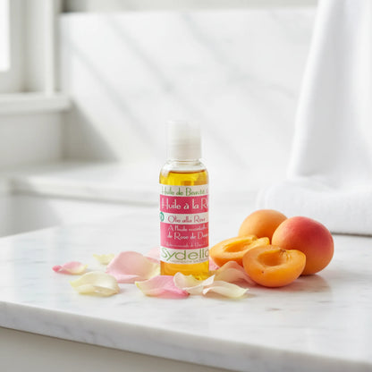 Huile de Rose Musquée, Noyau d'Abricot, Jojoba - Macérât de Pétales de Rose - Hydrate et Adoucit - 50ml