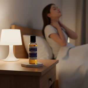 Huile de massage Sommeil, Antistress, Ronflements à l'huile de noyaux d'Abricot, essence de Mandarine, HE Marjolaine à Coquille - 50ml