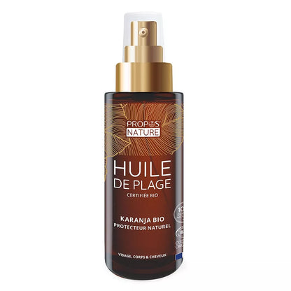 Huile de plage au Karanja, Buriti et Jojoba - Prépare et prolonge le bronzage - 100% naturelle et Bio - 75ml