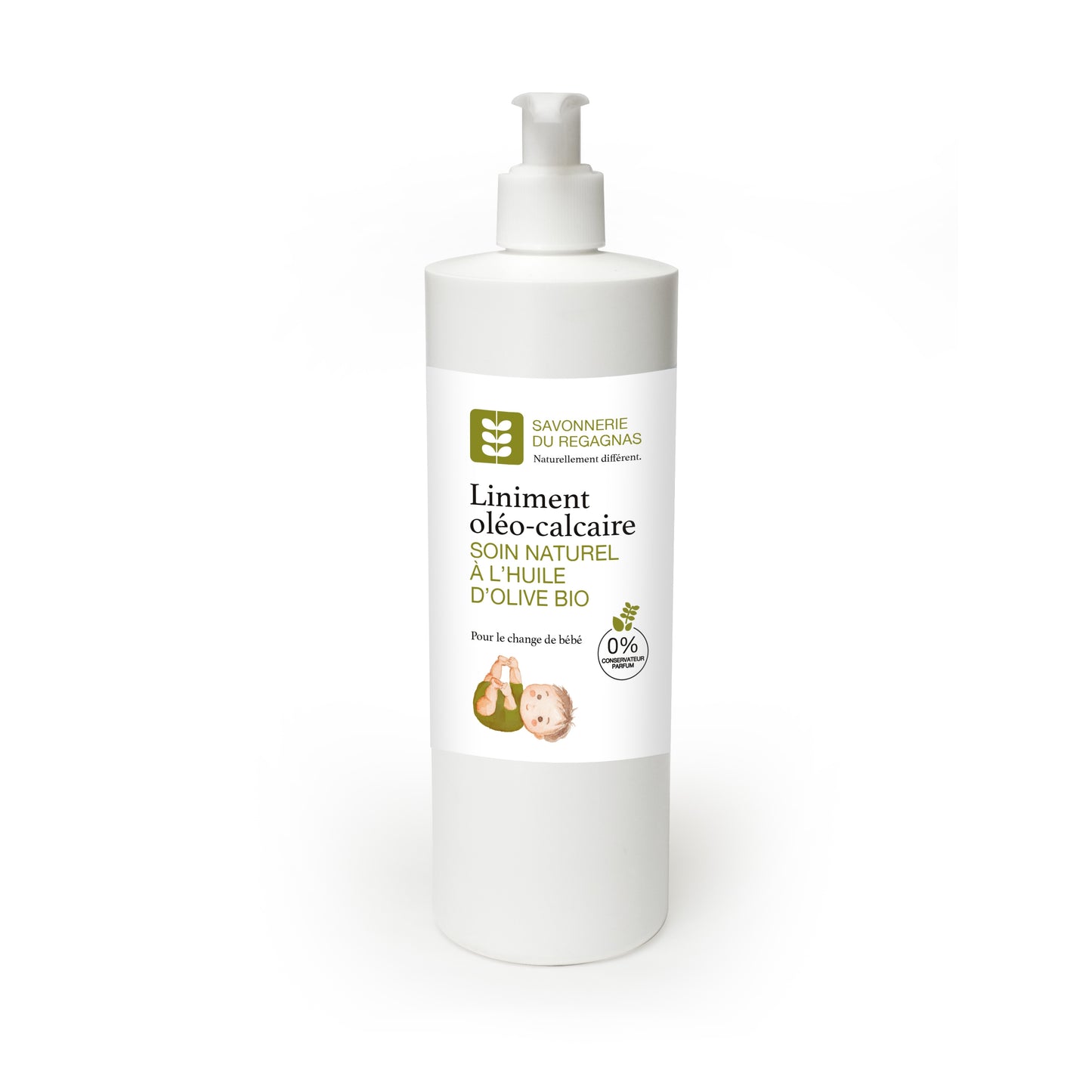 Liniment oléo-calcaire à l'huile d'olive bio et cire d'abeille - pour le change de bébé - 500ml