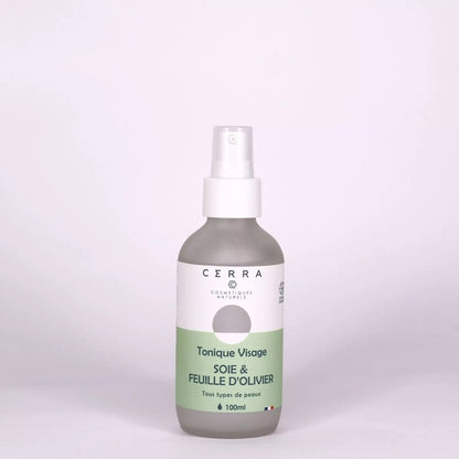 Lotion tonique pour le visage - Hydrolat de feuille d'olivier, rose de Damas - soie - tous types de peaux - 100ml