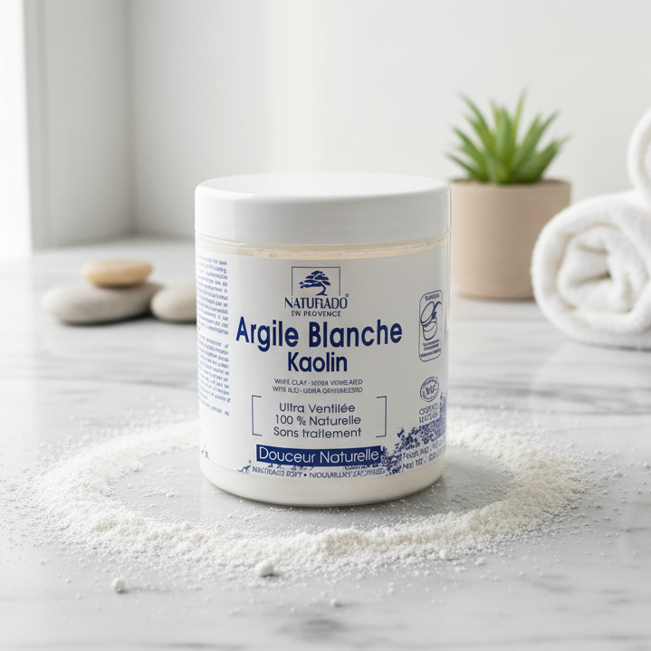 Argile blanche kaolin surfine - Masque doux peaux sensibles - Pot rigide 300 g