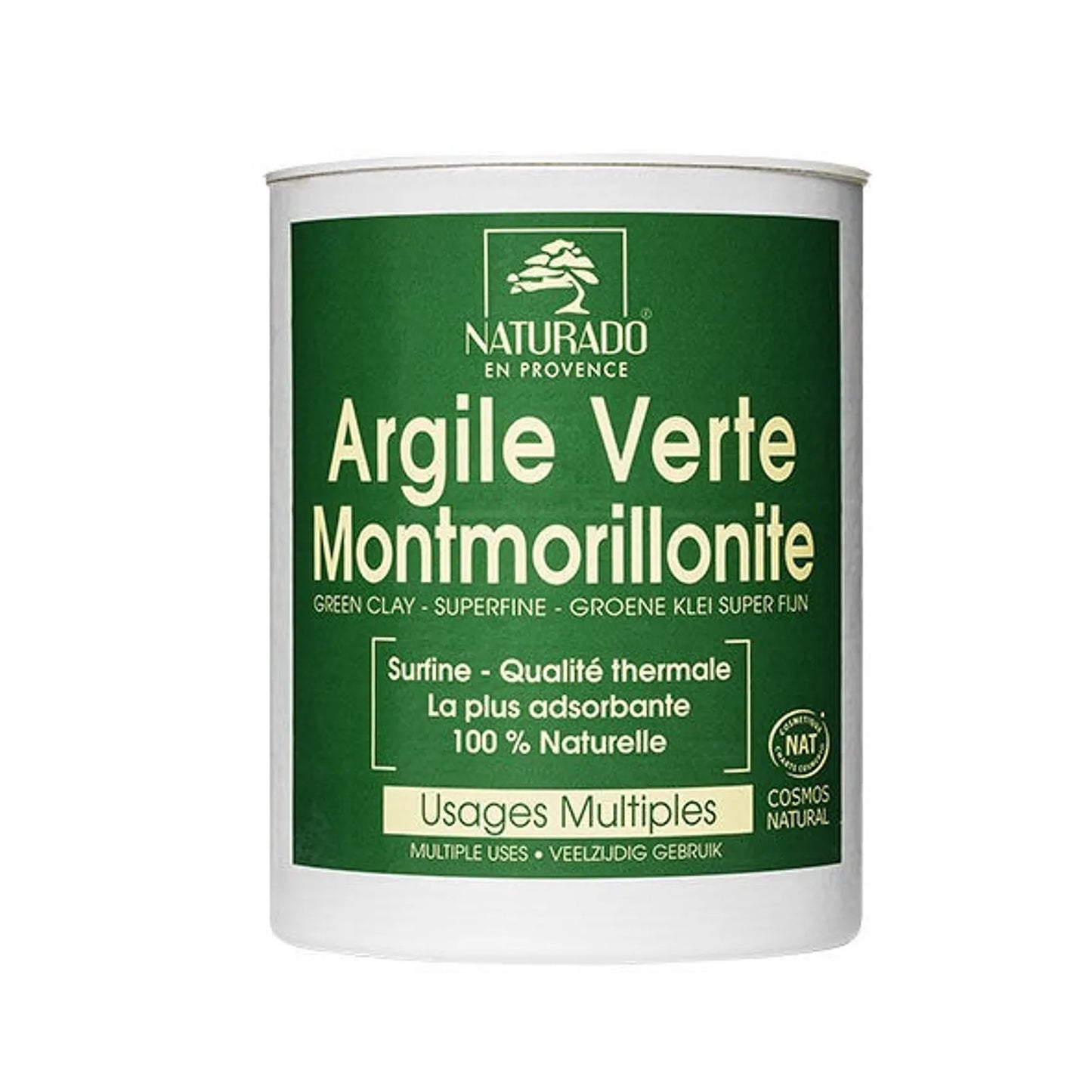 Argile verte montmorillonite surfine bio - Masque purifiant visage & corps - Pot carton 300 g