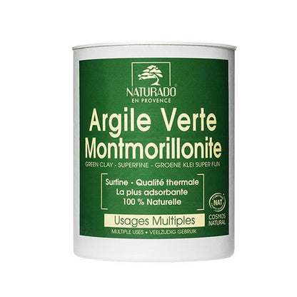 Argile verte montmorillonite surfine bio - Masque purifiant visage & corps - Pot carton 300 g