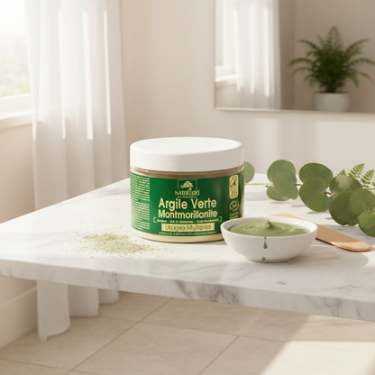 Argile verte montmorillonite surfine bio – Masque purifiant visage & corps – Pot plastique 300 g