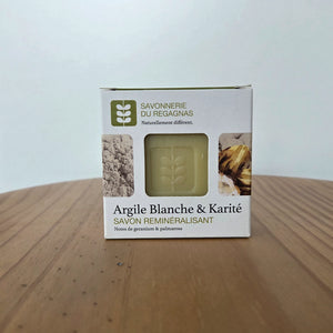 Savon apaisant argile blanche (kaolin) & karité - Peaux sèches ou sensibles - Bio - 100g