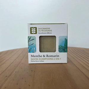 Savon shampooing 2-en-1 menthe et romarin - Bio - 100g