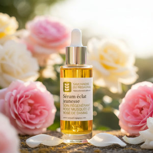 Sérum éclat jeunesse régénérant - Huile végétale bio Sésame, Olive, Jojoba, Rose musquée et aux 4 huiles essentielles - 30 ml