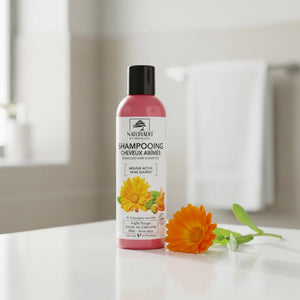 Shampoing bio pour cheveux abîmés - Argile rouge, Extrait de calendula, miel, aloe vera - sans sulfate - 200 ml