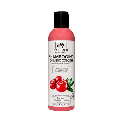 Shampoing bio pour cheveux colorés - Quinoa, Cranberry, Grenade, Aloe Vera - sans sulfate - 200 ml